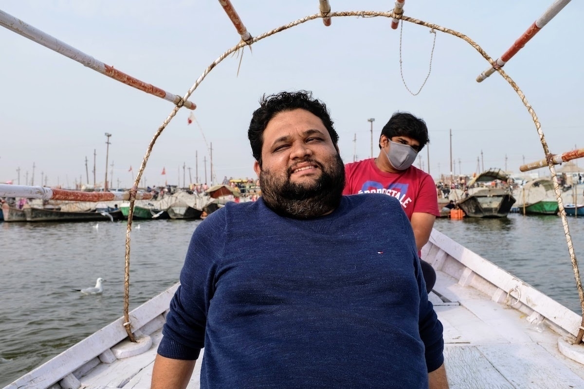 Utkarsh and Shalabh on our way to Sangam